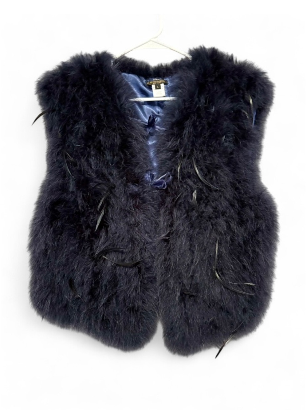 Alberto Makali New York Real Feather Vest in Navy Blue